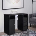Karlhome Black Manicure Table Nail Desk for Nail Tech with Dust Collector, Wrist Cushion, Storage Cabinet and Drawers
