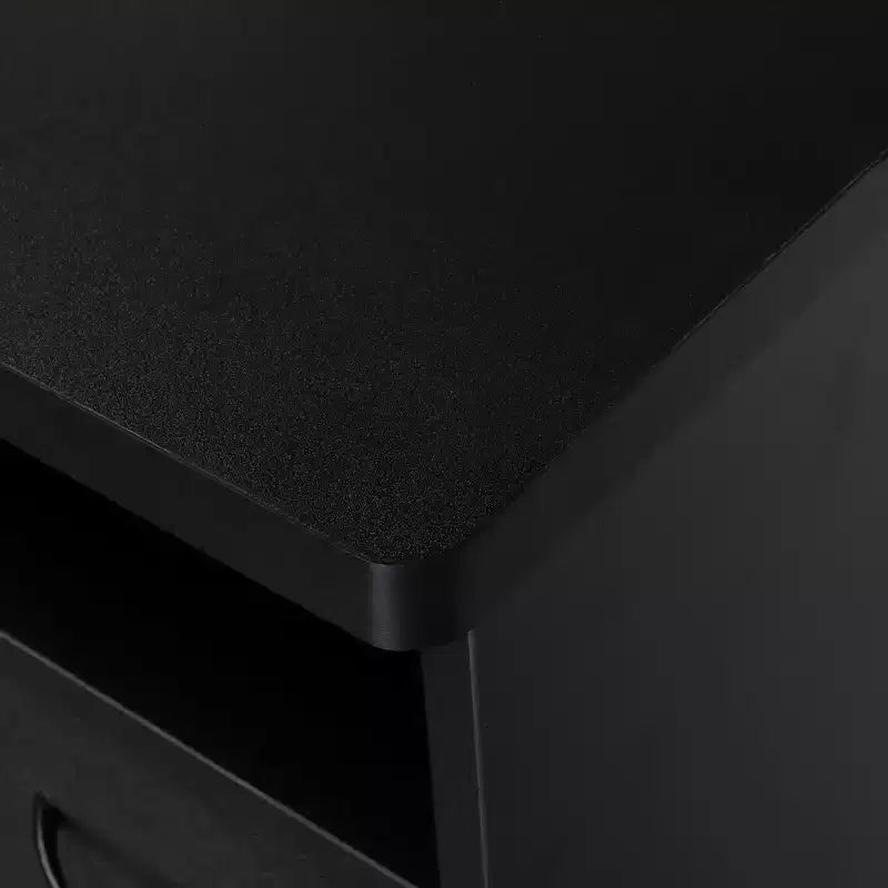 Karlhome Table de manucure noire pour technicien en ongles avec collecteur de poussière, coussin de poignet, armoire de rangement et tiroirs