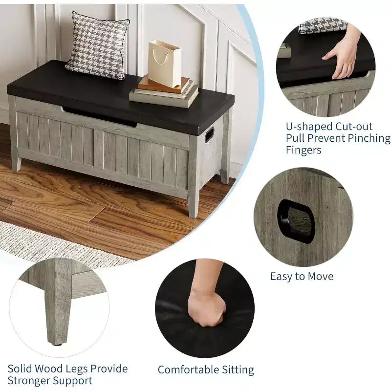 39.4 Banc de rangement en rotin pour entrée avec coussin d'assise, coffre de rangement, banc à chaussures, coffre de rangement pour entrée, salon, chambre à coucher