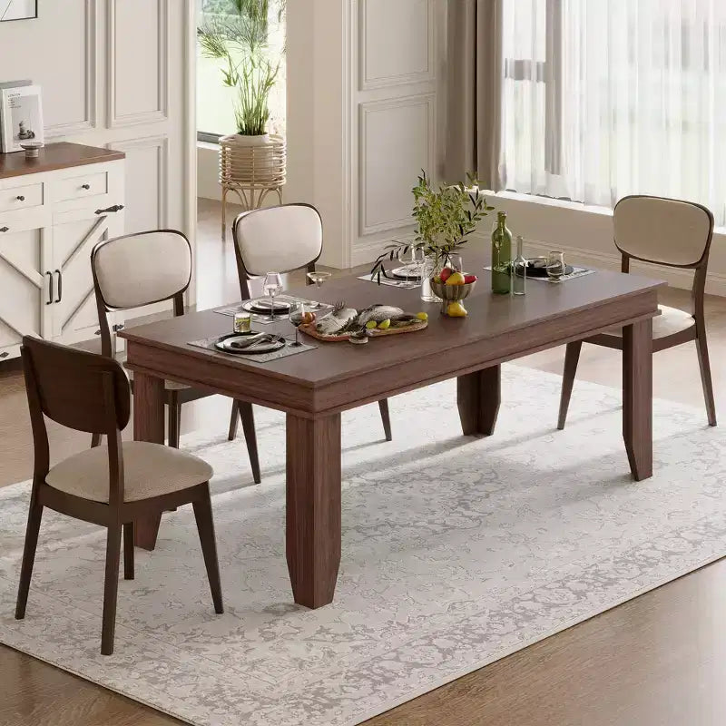 70.87 Inch Farmhouse Dining Table for 6-8 People, Thickened desktopRectangle Dining Room Table with Strong Legs for Living Room, Restaurant