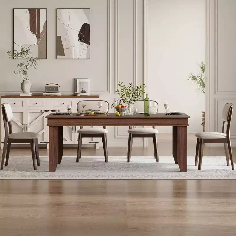 70.87 Inch Farmhouse Dining Table for 6-8 People, Thickened desktopRectangle Dining Room Table with Strong Legs for Living Room, Restaurant