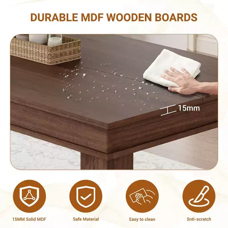 70.87 Inch Farmhouse Dining Table for 6-8 People, Thickened desktopRectangle Dining Room Table with Strong Legs for Living Room, Restaurant