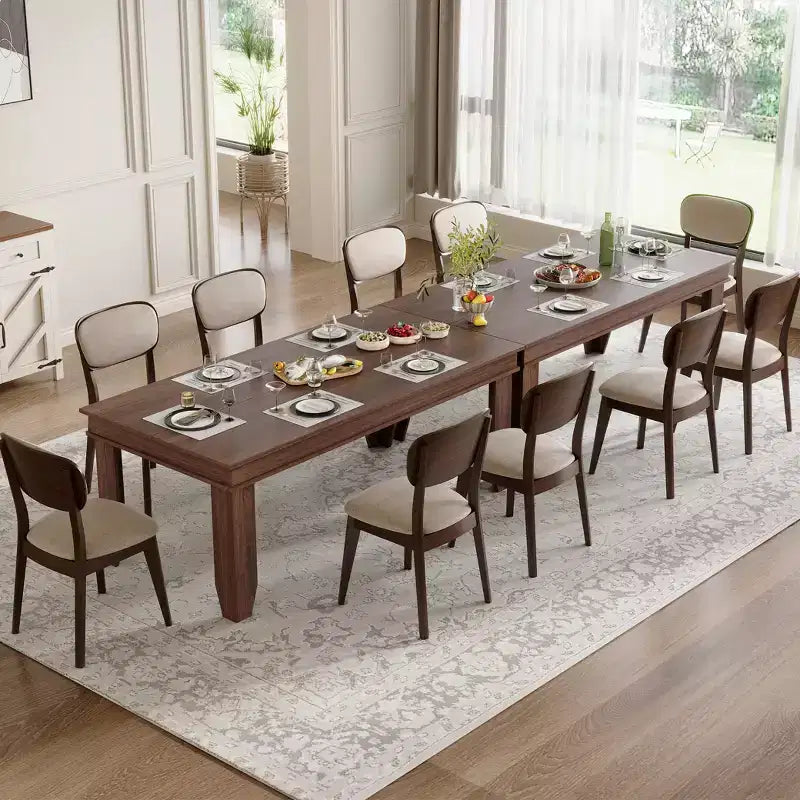 70.87 Inch Farmhouse Dining Table for 6-8 People, Thickened desktopRectangle Dining Room Table with Strong Legs for Living Room, Restaurant