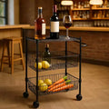 GustoWave 3 Tier Wire Shelving Rolling Cart with Handles for Kitchen Bar Office