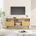 GustoWave Rustic TV Stands, Entertainment Center with Sliding Doors & Adjustable Shelves