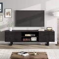 Garvee Industrial TV Stand for 80 Inch, Modern Entertainment Center with 2 Drawers, Wooden Media Cabinet with Heavy Duty Leg for Living Room, Black