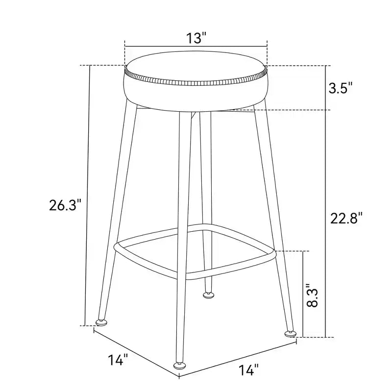 Dyonery 26.3 H Tabourets de Bar Lot de 2/4, Tabourets de Bar Hauteur Comptoir en Similicuir, Tabourets de Comptoir Modernes sans Dossier/avec Dossier pour Îlot de Cuisine, Bar à la Maison