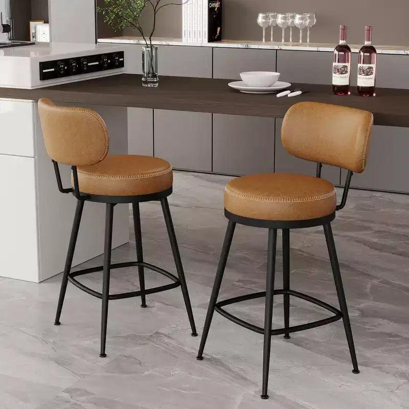 Dyonery 26.3 H Tabourets de Bar Lot de 2/4, Tabourets de Bar Hauteur Comptoir en Similicuir, Tabourets de Comptoir Modernes sans Dossier/avec Dossier pour Îlot de Cuisine, Bar à la Maison
