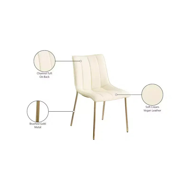 Meridian Furniture,Chaises de salle à manger Isla en cuir végétalien, ensemble de 2