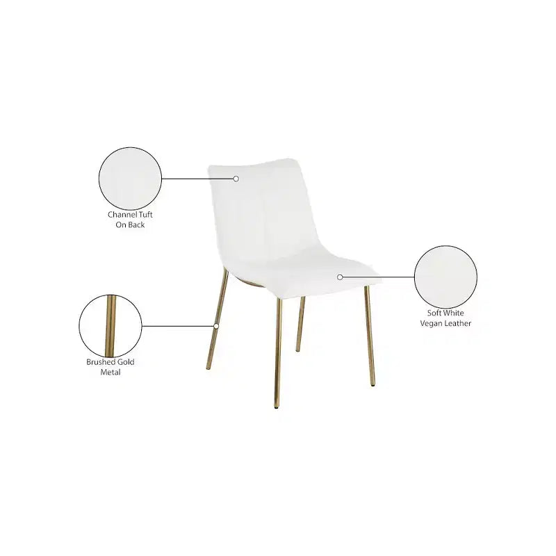 Meridian Furniture,Chaises de salle à manger Isla en cuir végétalien, ensemble de 2
