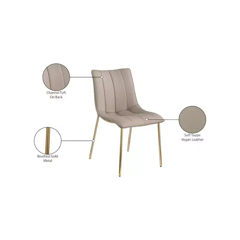 Meridian Furniture,Chaises de salle à manger Isla en cuir végétalien, ensemble de 2
