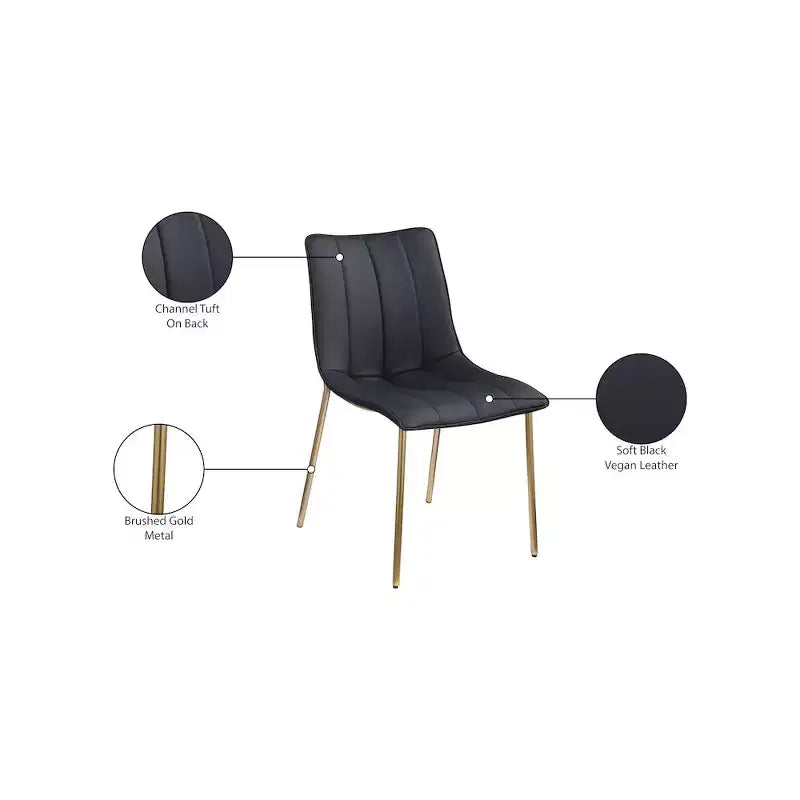 Meridian Furniture,Chaises de salle à manger Isla en cuir végétalien, ensemble de 2