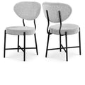 Meridian Furniture,Allure Grey Boucle Fabric Dining Chair, Set of 2