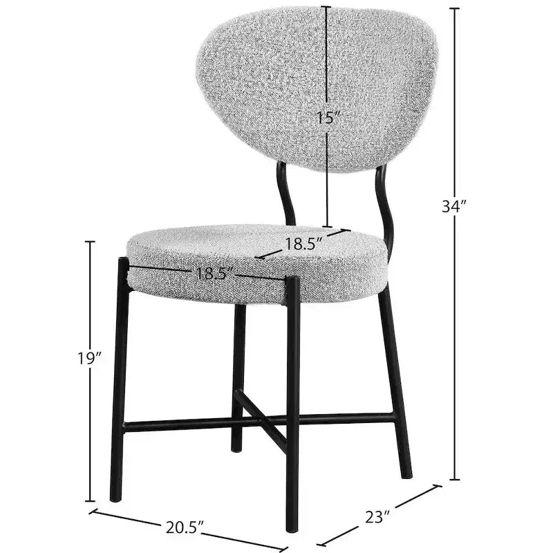 Meridian Furniture, Chaise de salle à manger en tissu bouclé gris Allure, lot de 2
