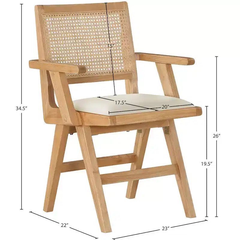 Meridian Furniture, Chaises de salle à manger avec accoudoirs en cuir végétalien Abby, lot de 2