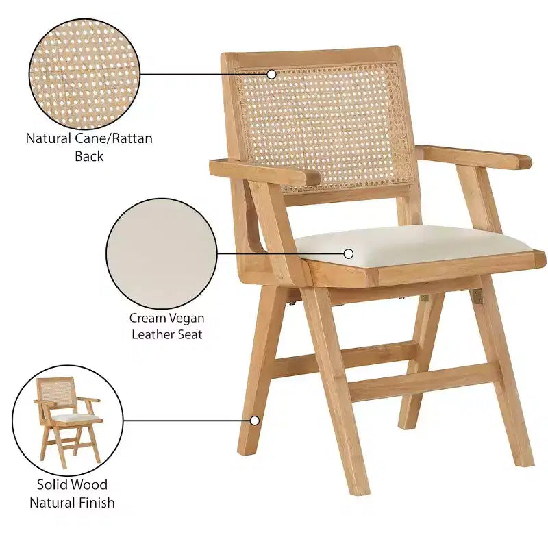 Meridian Furniture, Chaises de salle à manger avec accoudoirs en cuir végétalien Abby, lot de 2