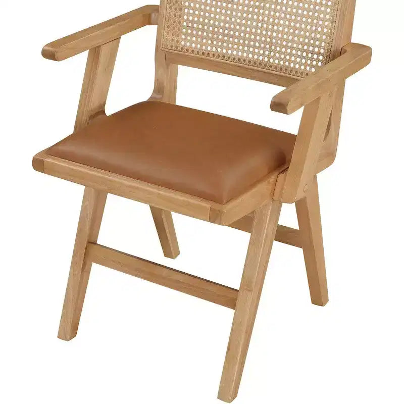 Meridian Furniture, Chaises de salle à manger avec accoudoirs en cuir végétalien Abby, lot de 2