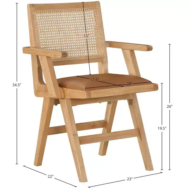 Meridian Furniture, Chaises de salle à manger avec accoudoirs en cuir végétalien Abby, lot de 2