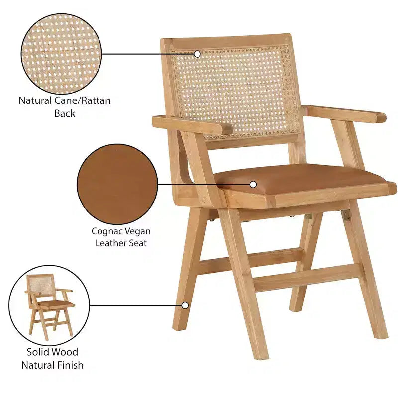 Meridian Furniture, Chaises de salle à manger avec accoudoirs en cuir végétalien Abby, lot de 2
