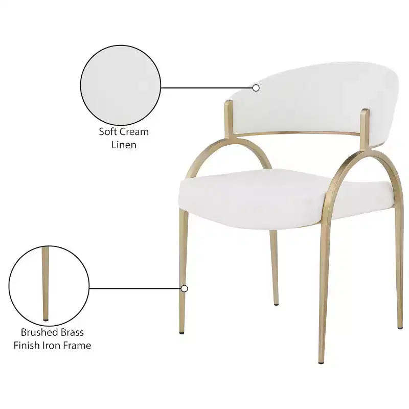 Meridian Furniture, Chaises de salle à manger en tissu texturé lin Privet, lot de 2