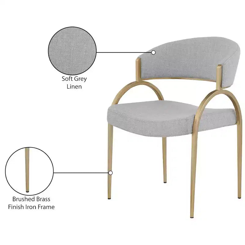 Meridian Furniture, Chaises de salle à manger en tissu texturé lin Privet, lot de 2