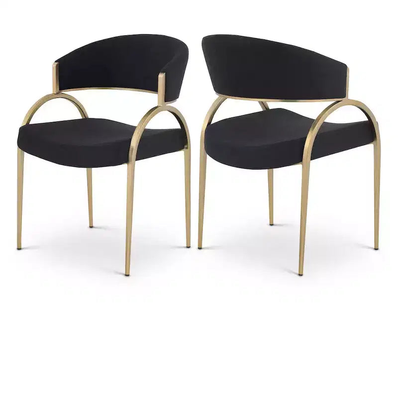 Meridian Furniture,Privet Linen Textured Fabric Dining Chair, Set of 2