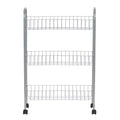 Household Essentials Slim Storage Cart, 3 Shelf Storage Cart with Wheels, Silver