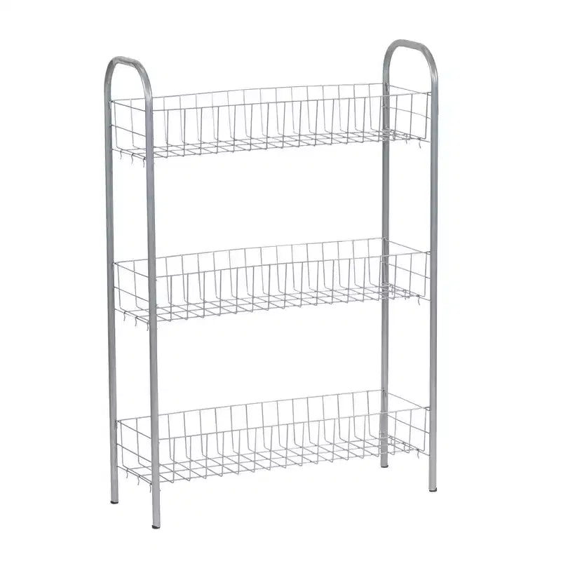 Household Essentials Slim Storage Cart, 3 Shelf Storage Cart with Wheels, Silver
