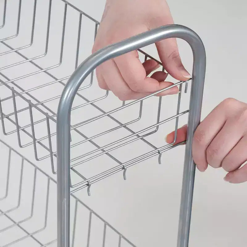 Household Essentials Slim Storage Cart, 3 Shelf Storage Cart with Wheels, Silver