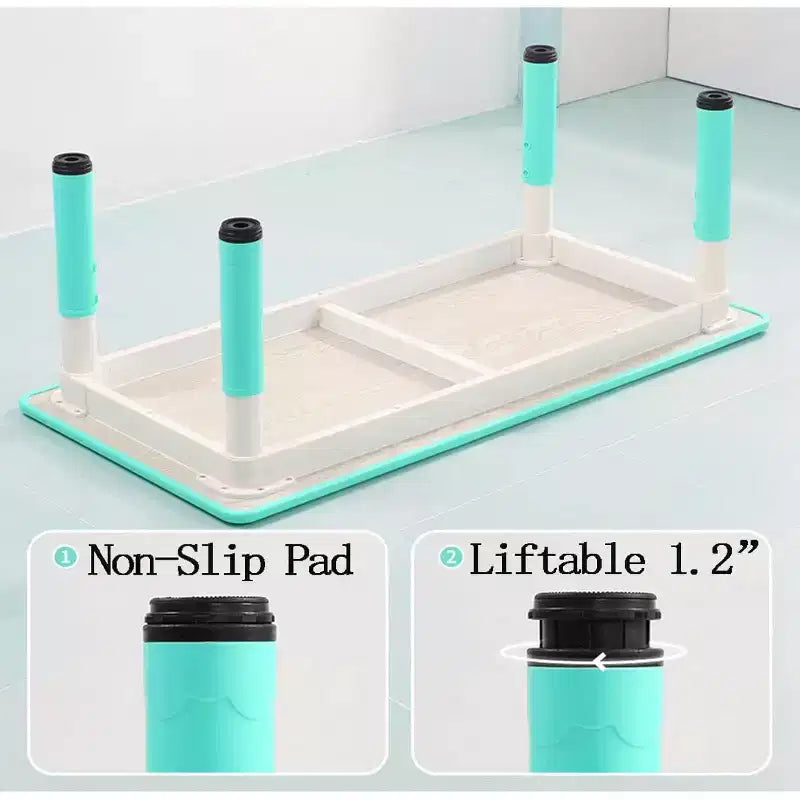47 Modern Height Adjustable Toddler Table and 6 Chairs Set with Non-Slip Table Legs&Organizer Graffiti Desktop