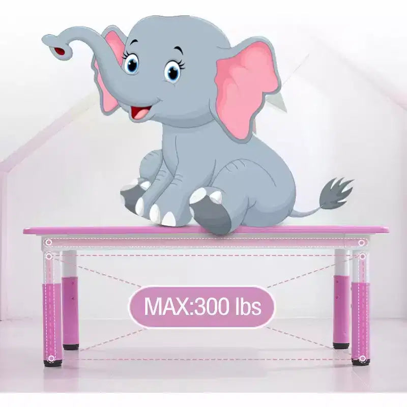47 Modern Height Adjustable Toddler Table and 6 Chairs Set with Non-Slip Table Legs&Organizer Graffiti Desktop