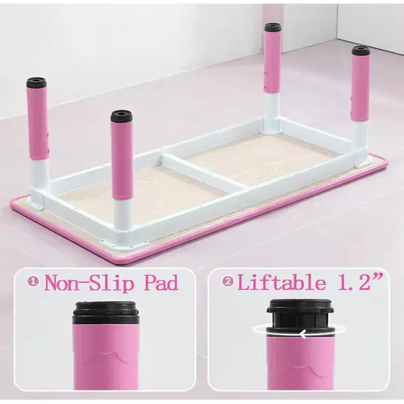 47 Modern Height Adjustable Toddler Table and 6 Chairs Set with Non-Slip Table Legs&Organizer Graffiti Desktop