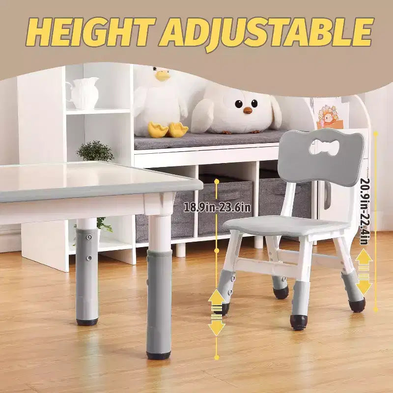 47 Modern Height Adjustable Toddler Table and 6 Chairs Set with Non-Slip Table Legs&Organizer Graffiti Desktop