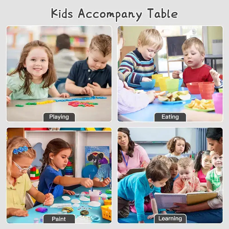 47 Modern Height Adjustable Toddler Table and 6 Chairs Set with Non-Slip Table Legs&Organizer Graffiti Desktop