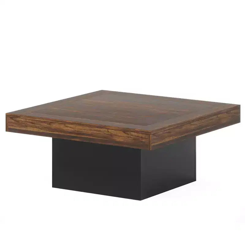 MAYEERTY Square LED Coffee Table 35.4, Rustic Industrial Living Room Table with Adjustable Light