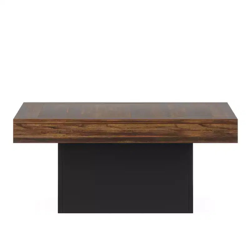 MAYEERTY Square LED Coffee Table 35.4, Rustic Industrial Living Room Table with Adjustable Light