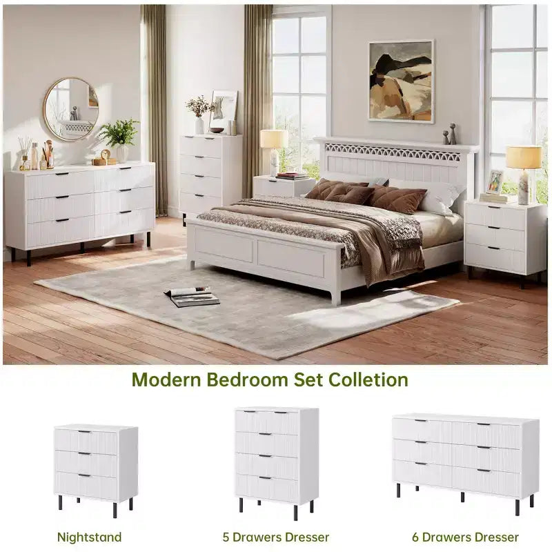 Commode Large en Bois, Organisateur de Commode de Rangement Moderne avec Pieds en Métal et Dispositif Anti-Basculement pour Chambre à Coucher Salon