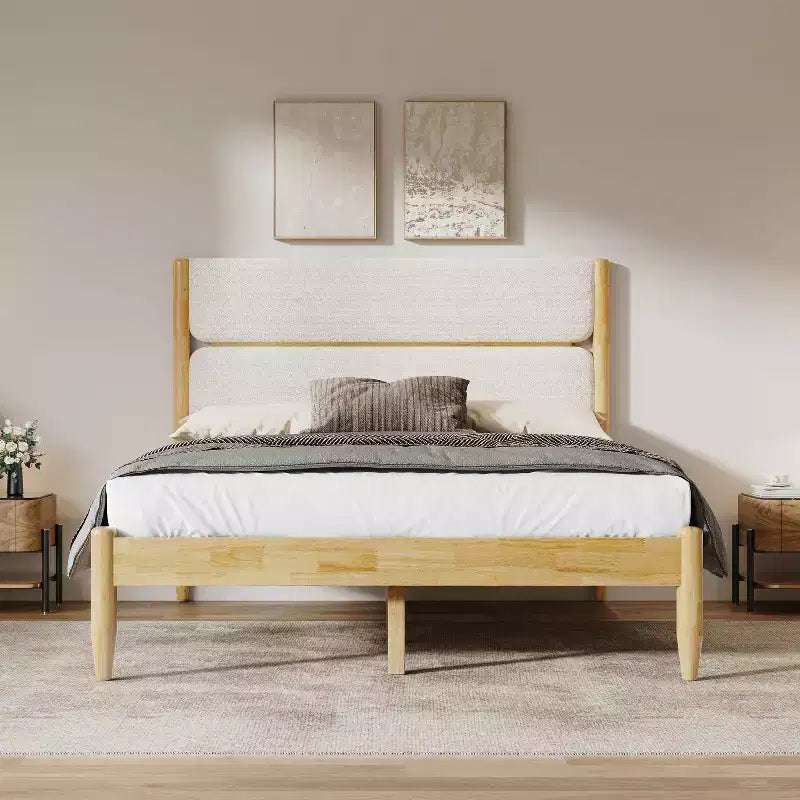 Christopher Knight Home Groth Modern Rubberwood Fleece Upholstered Bed