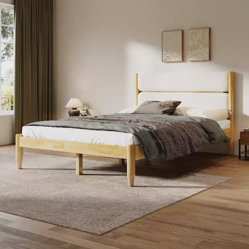 Christopher Knight Home Groth Modern Rubberwood Fleece Upholstered Bed