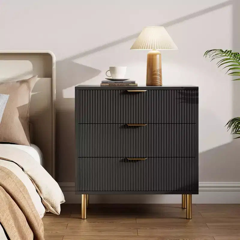 3/5/6 Drawer Dresser for Bedroom with Gold Handles, Modern Wooden Chest of Drawers and Storage Organizer for Living Room, Entryway, or Hallway