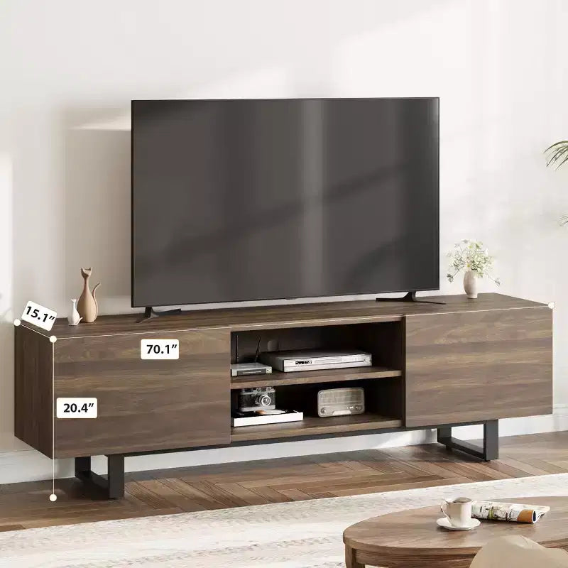 Industrial TV Stand for 80, Modern Entertainment Center with 2 Drawers, with Heavy Duty Leg and Open Storage, for Living Room