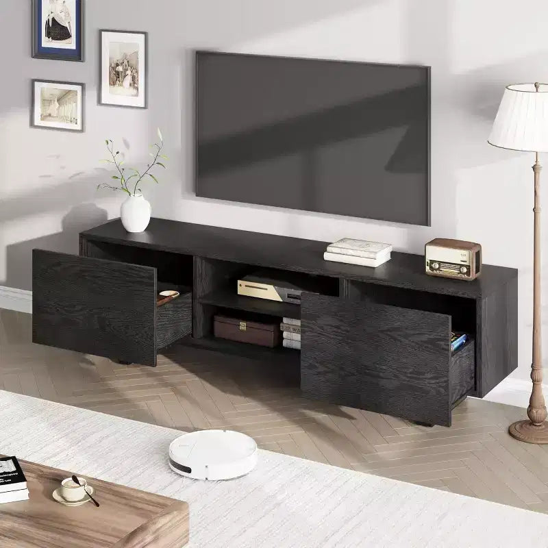 Industrial TV Stand for 80, Modern Entertainment Center with 2 Drawers, with Heavy Duty Leg and Open Storage, for Living Room
