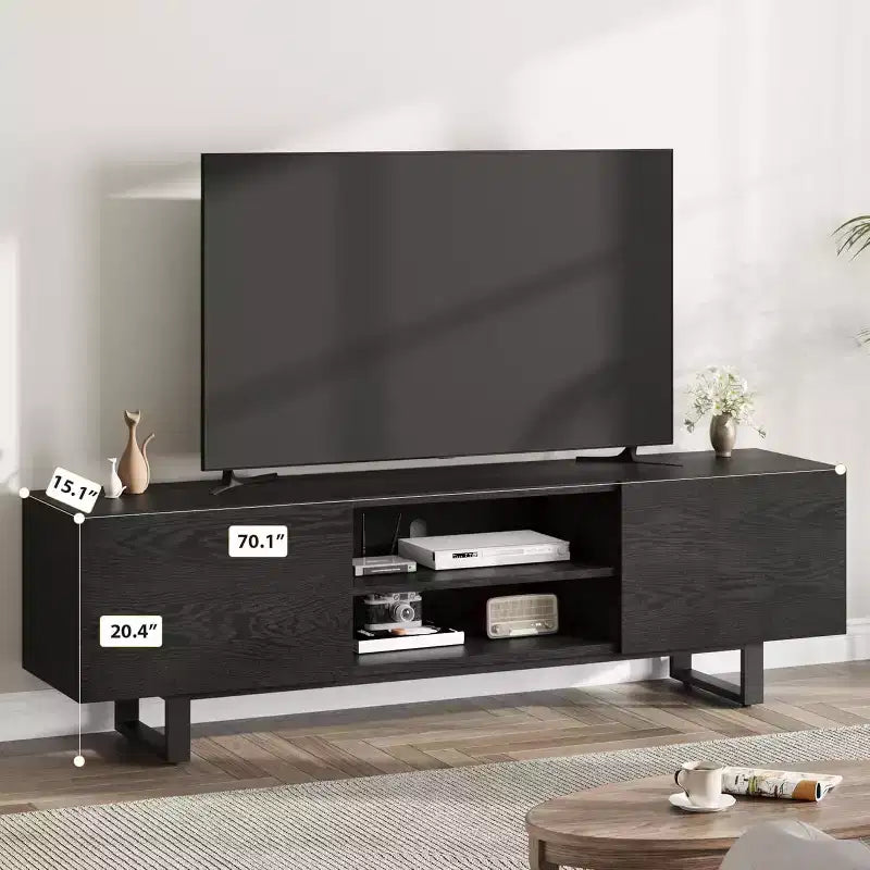 Industrial TV Stand for 80, Modern Entertainment Center with 2 Drawers, with Heavy Duty Leg and Open Storage, for Living Room