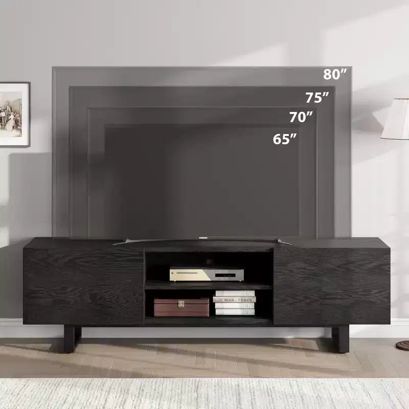 Industrial TV Stand for 80, Modern Entertainment Center with 2 Drawers, with Heavy Duty Leg and Open Storage, for Living Room