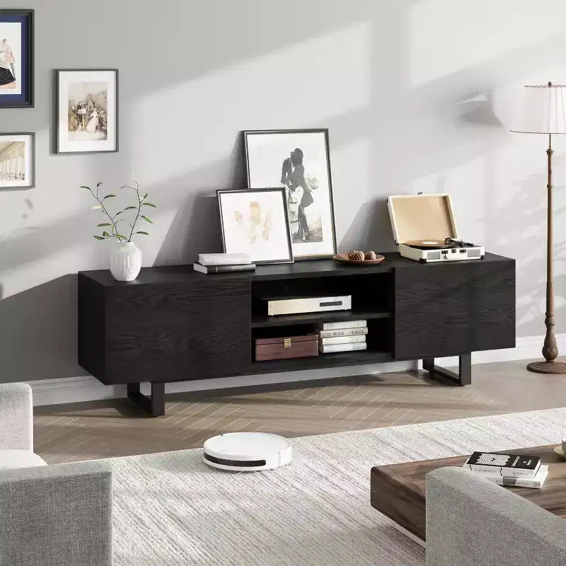 Industrial TV Stand for 80, Modern Entertainment Center with 2 Drawers, with Heavy Duty Leg and Open Storage, for Living Room