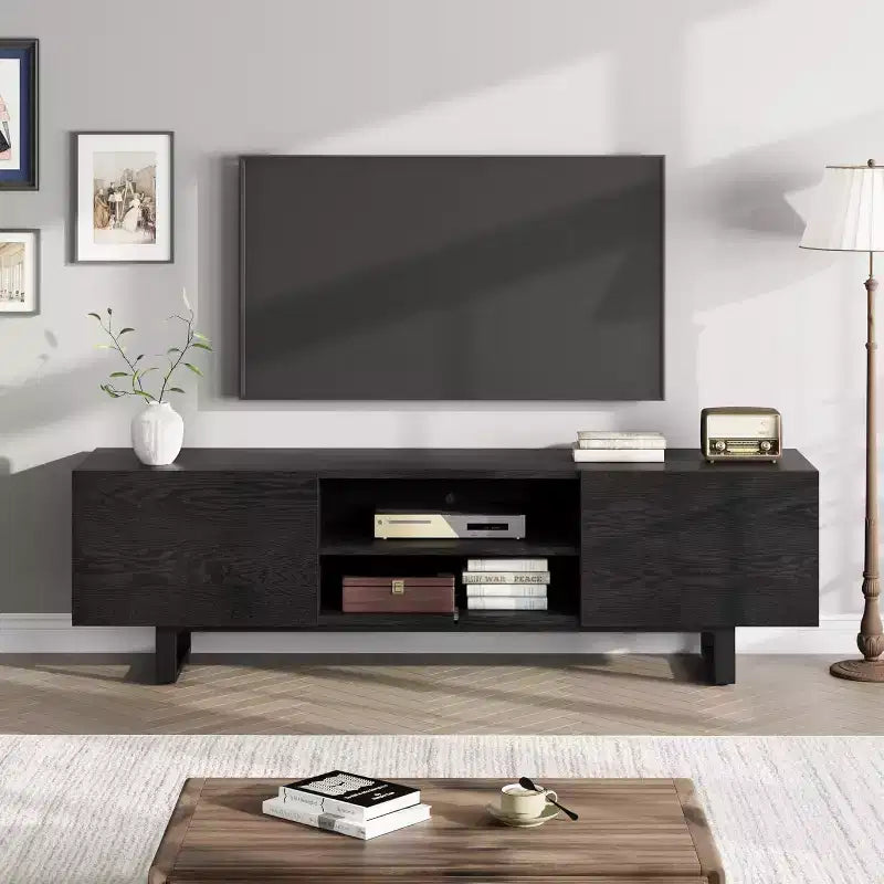 Industrial TV Stand for 80, Modern Entertainment Center with 2 Drawers, with Heavy Duty Leg and Open Storage, for Living Room