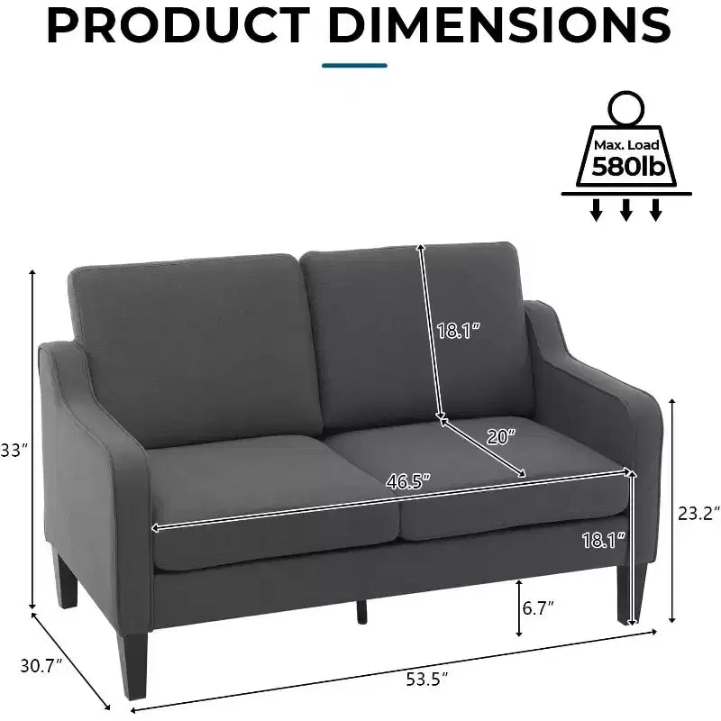 VINGLI Loveseat 53 Small Couches Loveseat Sofas for Living Room Mid Century Modern Sofa Couch