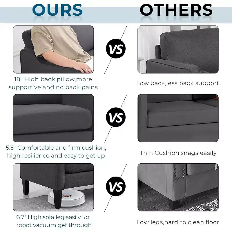 VINGLI Loveseat 53 Small Couches Loveseat Sofas for Living Room Mid Century Modern Sofa Couch