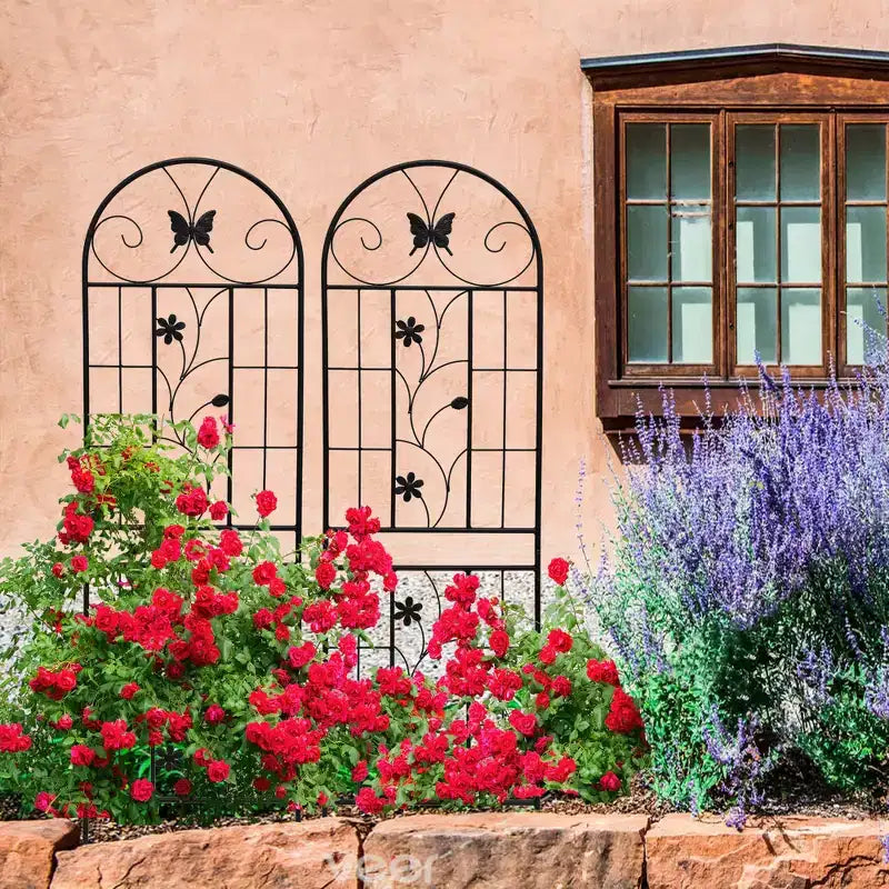 MAYEERTY 2-Pack 71x19.7in Metal Garden Trellis - Rustproof, Black, for Outdoor Climbing Plants & Flowers