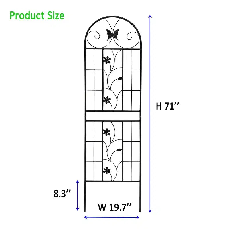 MAYEERTY 2-Pack 71x19.7in Metal Garden Trellis - Rustproof, Black, for Outdoor Climbing Plants & Flowers